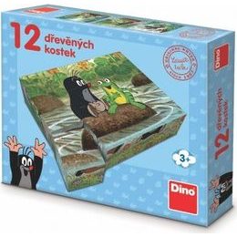 Dřevěné kostky Krtek a zvířátka 12ks