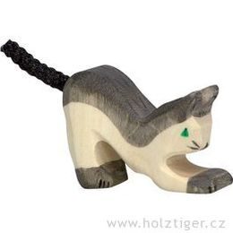 Malá tmavá kočička - dřevěné zvířátko