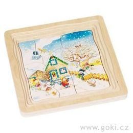Vícevrstvé puzzle - Roční období, 4 vrstvy, 54 díly