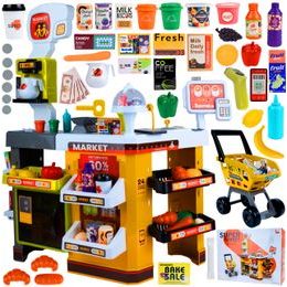 Dětský obchod Supermarket s lednicí a nákupním košíkem 65 součástí