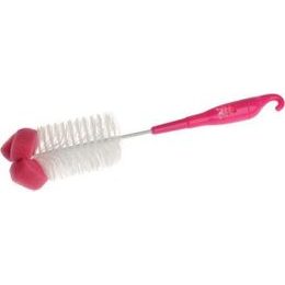 Kartáč s houbičkou na láhve růžový