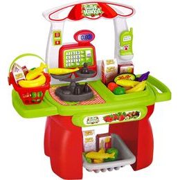 Velký moderní supermarket na kolečkách s doplňky zelený