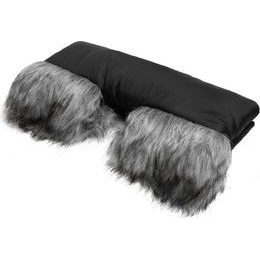 Rukávník na kočárek s kožešinou černý