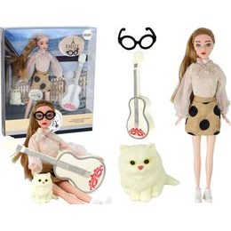 Panenka Emily s kytarou a kočkou