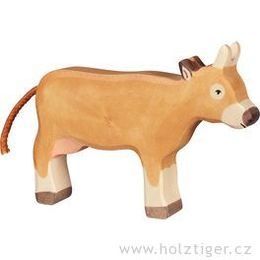 Hnědá kravička stojící - dřevěné zvířátko