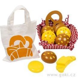 Dětský krámek - rohlíky s taškou a ošatkou, 11 dílů
