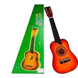 Dětská dřevěná kytara 60 cm s červeným trsátkem