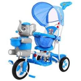 Dětská tříkolka s vodící tyčí Slon modrý