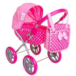 Doris kočárek pro panenky 9325 růžovo-bílý Retro