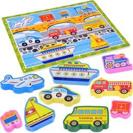 Dřevěné puzzle dopravní vozidla 9 dílné