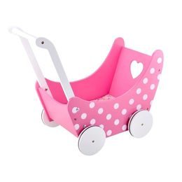 Majlo Toys dětské dřevěné chodítko kočárek pro panenky Retro