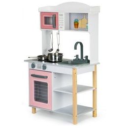 Ecotoys dětská dřevěná kuchyňka s příšlušenstvím Pink Kitchen