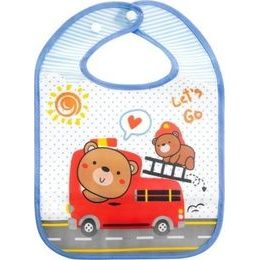 Plastový bryndáček Medvídek Hasič, modrý