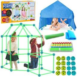Svítící kreativní stavebnice ze slámek Creative Forts 52 dílků