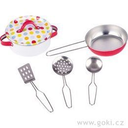 Nádobí do kuchyňky s puntíky, 6 dílů