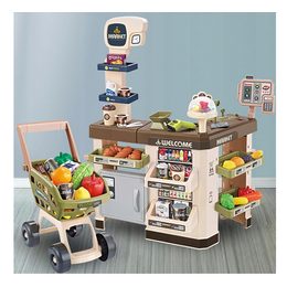 Velký moderní supermarket na kolečkách s doplňky zelený