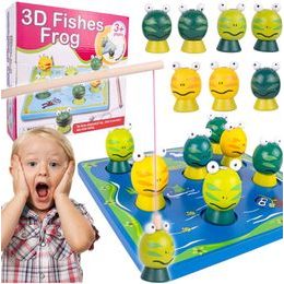 Dřevěné žabičky na lovení na magnet 3D