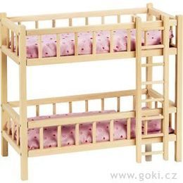 Patrová dřevěná postýlka s příčkami a žebříkem, buk