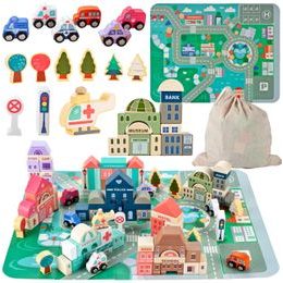 Sada dětských dřevěných kostek 115 ks v Městečko