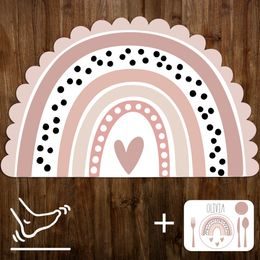 Podložka na hraní pro děti do dětského pokoje - Duha v pastelových barvách N.5. - Hnědá