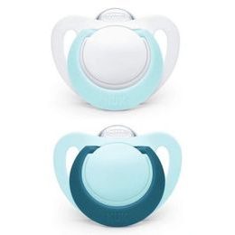 Nuk Dudlík silikonový Genius, 6-18m, 2ks bílý/zelený