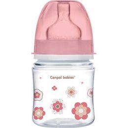 CANPOL 35/216 Antikoliková lahvička se širokým hrdlem Easystart Newborn Baby 120 ml růžové květy