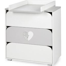 Komoda Klups Nel Srdíčko bílo/šedá