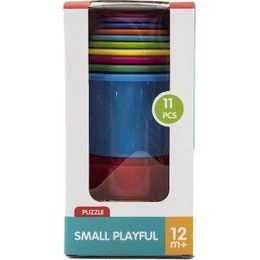 Sada kostek v modro červeném vozíku na kolečkách