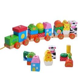 Ecotoys dřevěný vláček se šnůrkou