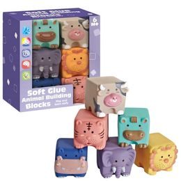 Senzorické kostky pro nejmenší Animal Building Blocks 6 kusů
