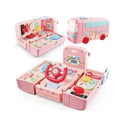 Rozkládací hudební autobus + simulátor jízdy růžový