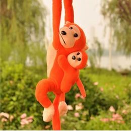 Plyšová opice s miminkem oranžová 90 cm