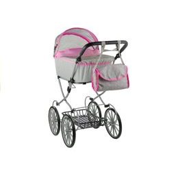 Kočárek pro panenky Alice Retro béžovo-růžový