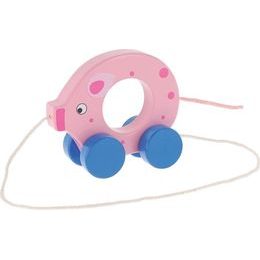 TREFL Edukační dřevěná tahací hračka Prasátko, růžové