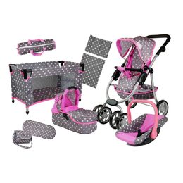 Doris kočárek pro panenky 7v1 šedý