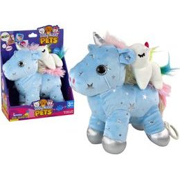 Plyšový jednorožec s miminkem a melodií Baby Kiddo - modrý