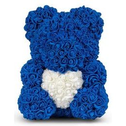 Medvídek z růží tmavě modrý s bílým srdcem Rose Bear 40 cm