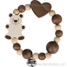 Medvídek a velké srdce - elastická hračka s rolničkou (Heimess nature)