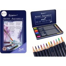 Sada 12 akvarelových pastelek v kovové nádobě