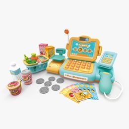 Dětská pokladna se skenerem a doplňky modro-oranžová