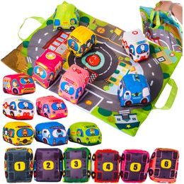 Haunger měkká autíčka s podložkou Cars in Town - 6 kusů