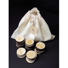 Pexeso listy a plody 3 - dřevěná paměťová sada v pytlíku (14 párů)