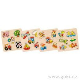 Set puzzlí s dřevěnými úchytkami