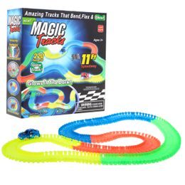 Majlo Toys svítící autodráha s autíčkem na baterie 220 dílků Magic Tracks