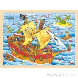 Puzzle na desce - Pirátská loď, 96 dílů