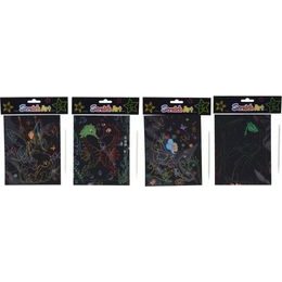 Škrabací obrázek duhový 4 listy - mix 4 druhy