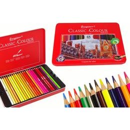 Sada 48 uměleckých pastelek v kovové nádobě