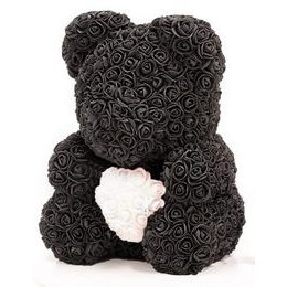 Medvídek z růží černý s bílým srdcem Rose Bear 40 cm
