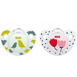 Nuk Silikonový dudlík Trendline 6-18m, 2ks růžový/zelený