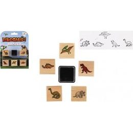 Razítka dřevěná 5+1 s poduškou dinosauři